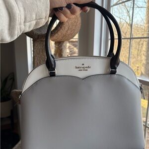 kate spade payton medium Two-Tone Gray, White & Black Dome Satchel purse bag